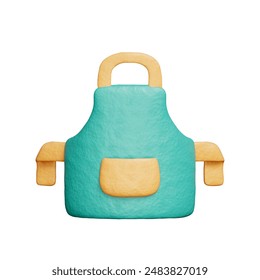 Apron, Kitchenware, Cooking and baking elements, 3D rendering.