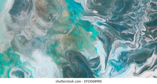 Aqua Abstract Art. Underwater Background. Organic Alcohol Inks Landscape. Contemporary Wave Paint. Water Abstract Background. Blue Nautical Illustration. Alcohol Ink Pattern. Sea Abstract Background