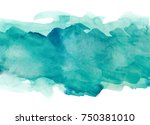 Aquamarine watercolor strip multilayered