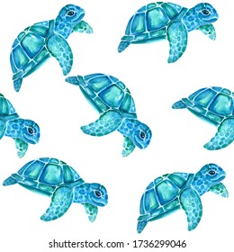 Aquarelle painting of turtle sketch art pattern illustration