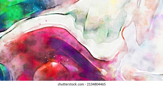 Aquarelle Musterillustration. Moderne und moderne Textur. Abstrakter farbiger Hintergrund. Kreative und künstlerische Tapete. Künstlerische Wand mit gebürsteten Formen und Blocks Design.