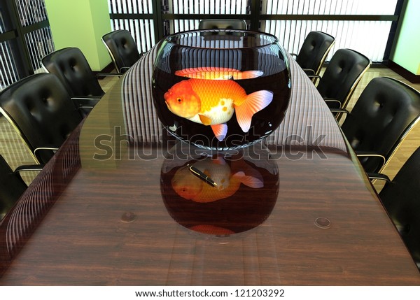Aquarium Fish On Office Desk Stock Illustration 121203292