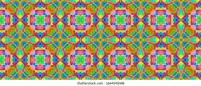 Arabesque Pattern. Turkish Drawing. Arabic Style. Arabesque Texture. Colorful Ethnic Repeat Drawing. Spanish Border. African Trandy Art.
