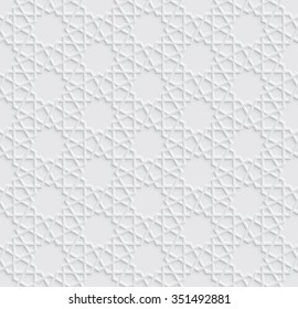 Arabesque Star Pattern With Emboss Effect, Light Grey Background