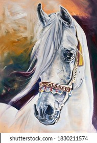 Arabian horse original oil on canvas hand made painting