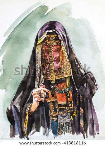 Arabian Lady with traditional dress - Painting