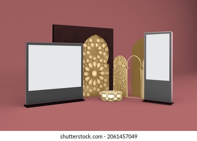 Arabic Digital Signage With Pink Background 3D Rendering