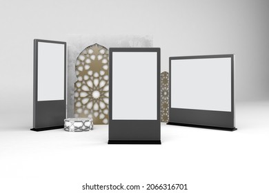 Arabic Digital Signage With White Background 3D Rendering