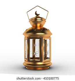 Arabic Ramadan Lantern | 3D Illustration | Golden Metal