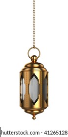 Arabic Ramadan Lantern | 3D Illustration | Hanging Style | GOLD