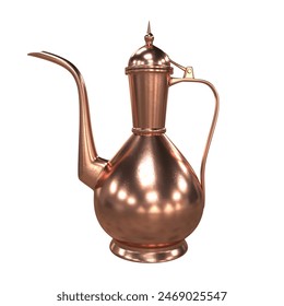 théière arabe, couleur cuivre, rendu 3d : illustration de stock