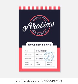 Arabica coffee beans packaging label design template. Hand written lettering. Vintage retro old school style.  - Powered by Shutterstock