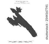 Arbe Island in the Adriatic Sea, belonging to Croatia, isolated on a bilevel elevation map, with distance scale