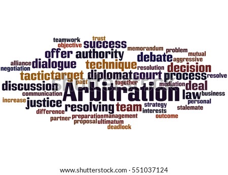 Arbitration, word cloud concept on white background.