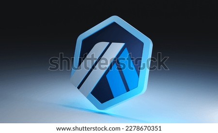 Arbitrum logo on dark background. 3D render.