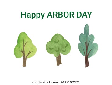 Arbor day background with forest trees. green monochrome typography Horizontal banner, poster on white background. Ecology and care of nature - Powered by Shutterstock