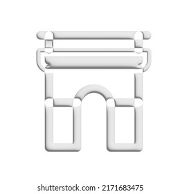 Arc De Triomphe Icon 3d Isolated On White Background Paper Art Style