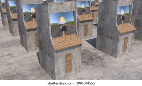 Arcade game machine. 3d illustration
