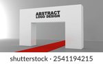 Arch design.Event arch or entrance gate mockup template of entry or welcome archway, 3D design. Event arch for sport marathon start and finish gate, exhibition or expo entrance stand frame mock up
