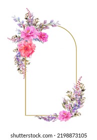 Arched Floral Frame Isolated On White Stock Illustration 2198873105 ...