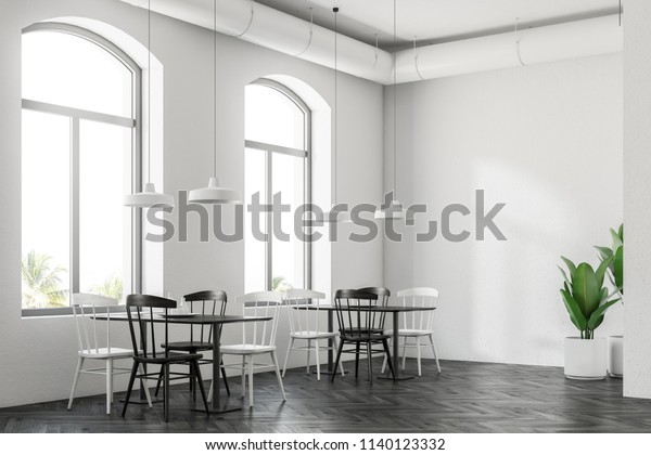 Arched Windows Cafe Corner Dark Wood Stock Illustration 1140123332