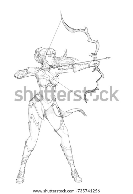 Archer Sketch Medieval Fantasy World Video Stock Illustration