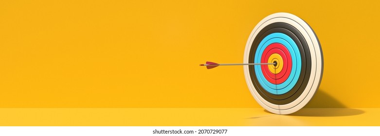 Archery target 3D rendering illustration isolated on yellow background