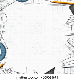 Architect Constructor Designer Background Illustration