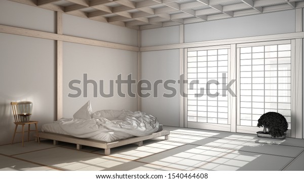 Architect Interior Designer Concept Unfinished Project Stock