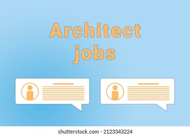 Architect Jobs. Architect Text On Blue Background. Job Or Employee Search Concept. Recruiting Employees To Company. Wallpaper With Text Architect Jobs