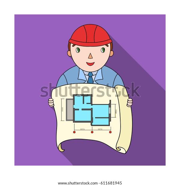 Architect Technical Drawing Icon Flat Style Stock Illustration ...