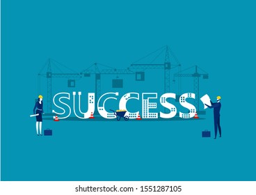 Architects and Engineers Working on Projects,with SUCCESS word 