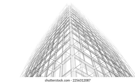 Architectural 3d rendering digital drawing