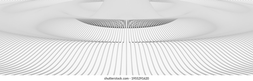 Architectural abstract background in the form of waves diverging from the center. 3d rendering