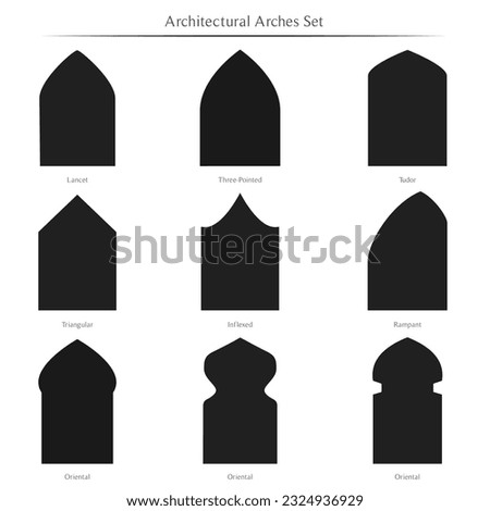 Architectural Arch Set rectangular frame architecture silhouette black window door ornate borders decoration banners vector retro badges elements symbols pattern composition creative artwork wallpaper