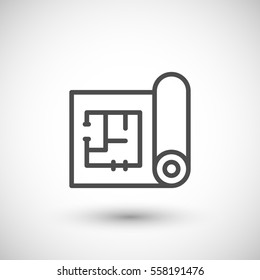 Architectural Blueprint Icon Isolated On Grey