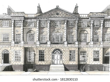 Architectural Building Front View Illustration Stock Illustration ...