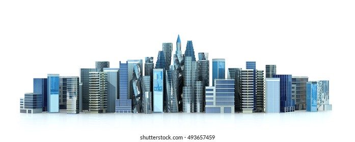  architectural building in panoramic view.  3D illustration - Powered by Shutterstock