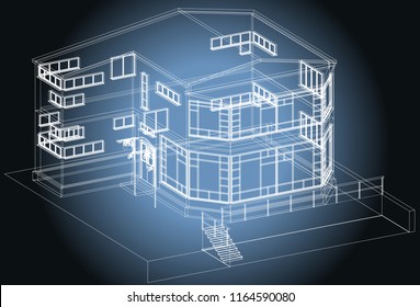 Architectural Design Blueprint Public Building Artistic Stock Vector ...