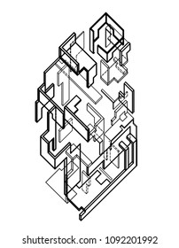 Architectural Design - Section And Axonometric