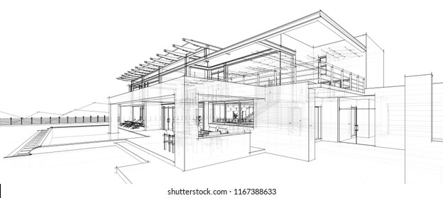  Architectural Drawing 3d Illustration