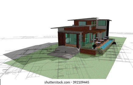 Architectural Drawing Of A House, Autocad,3 D