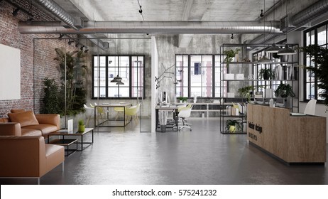 Architectural office interior - 3 D render using 3 D S Max