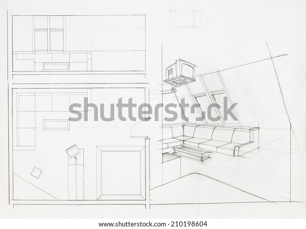 architectural plan of\
interior, living\
room