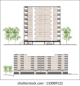 Architectural Project Background Front Facade Construction Stock ...