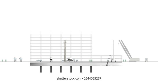 Architectural Sectional 3d Bim Illustration