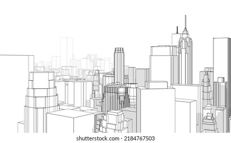 Architectural Sketchcity Skyscrapers Cities Cityscapes Buildings Stock ...