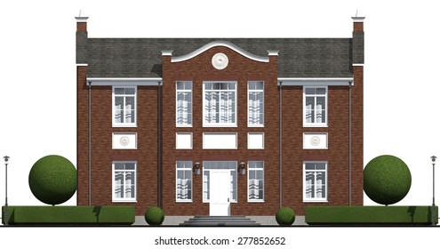 architectural visualization of classic private residential  isolated on white 
