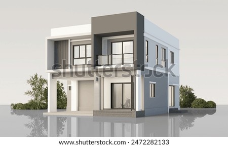 Similar – Image, Stock Photo Isolated house in the mountains, beautiful typical northern European house in a lush, green landscape with fog. Beautiful summer landscape with green meadows and house in the mountains.