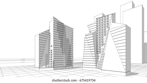 Sketch Line Flat Design Business City Stock Vector (Royalty Free ...